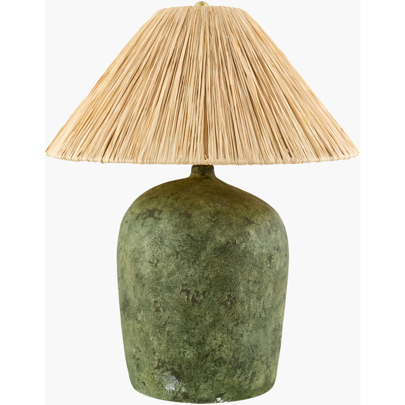 Lampe de table Croce, Vert, Lin blanc empire