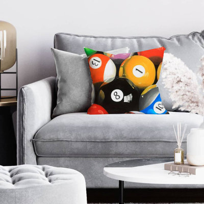 Pool balls closeup - 16"x16" Throw pillow - Poly twill - Print on demand