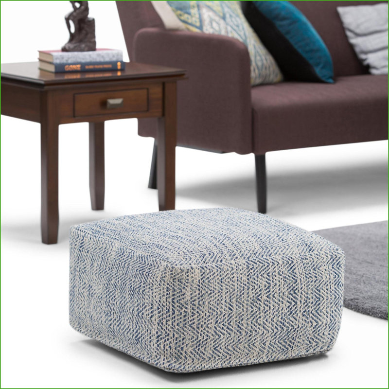 Repose-pieds Nate Blue Denim Bleu | Carré, Bleu / tissu ivoire