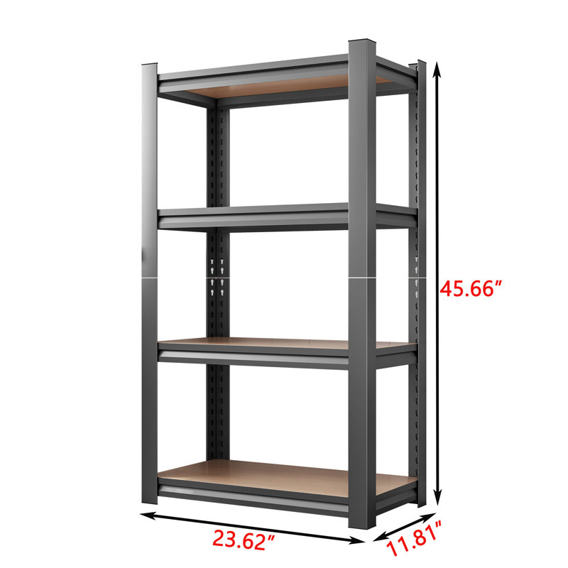 Support de rangement 4 couches, (4 tablettes) H 45,66 po x l 23,62 po x P 11,81 po, Noir/naturel