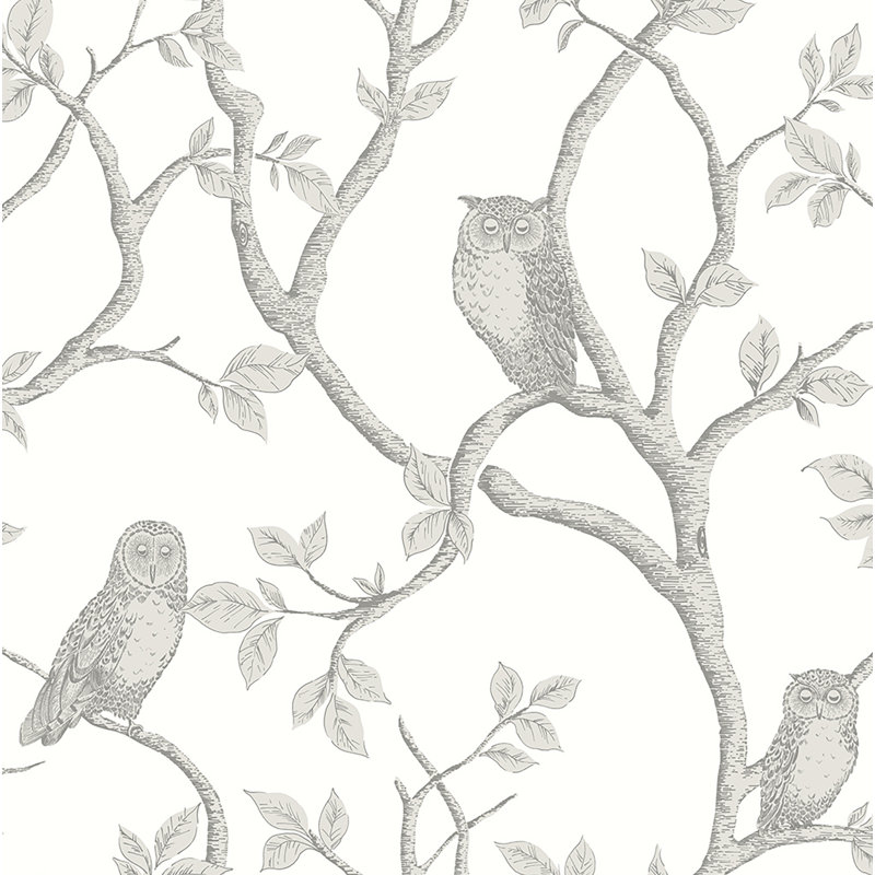 Agshin 33' x 20.5" Enchanted Forest Owl and Tree Wallpaper Roll