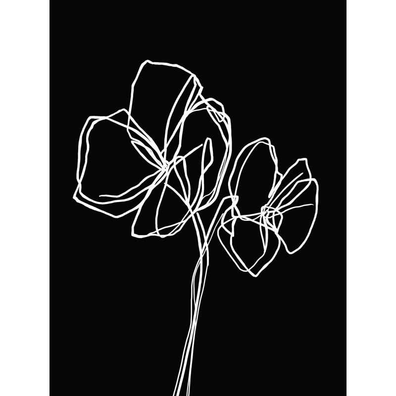 Fleurs sur fond noir - reproduction sur toile tendue, H 16 po x l 12 po