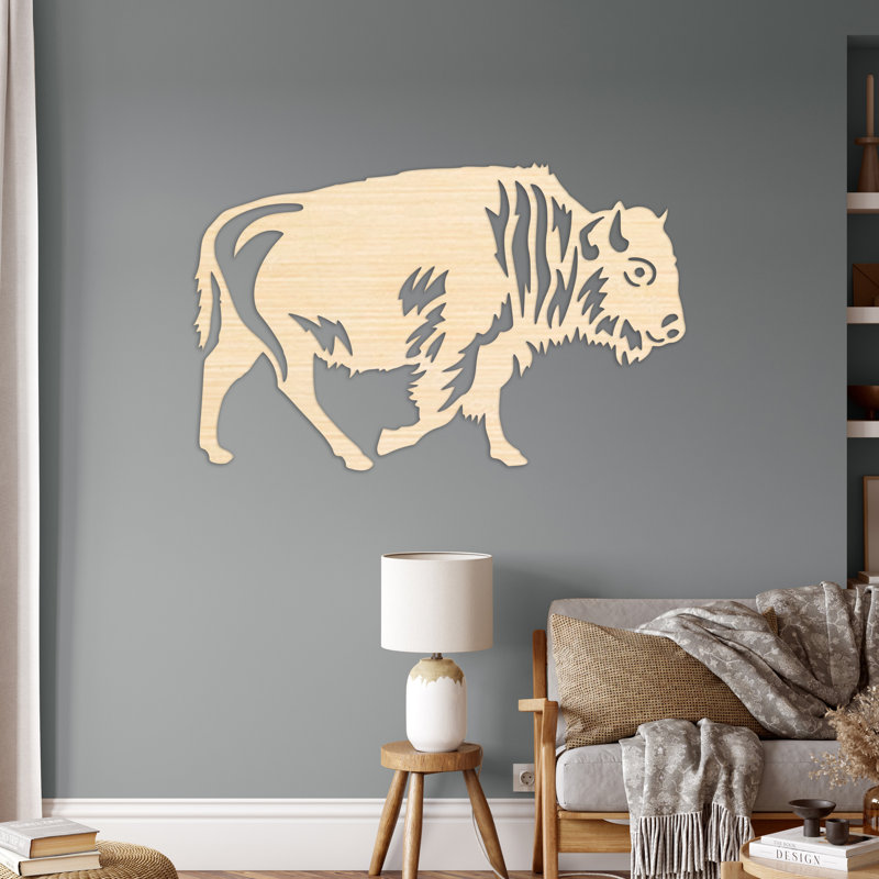 Décoration murale abstraite Buffalo - bouleau baltique naturel (15 po x 24 po), H 28,8 po x l 46 po x P 0,25 po