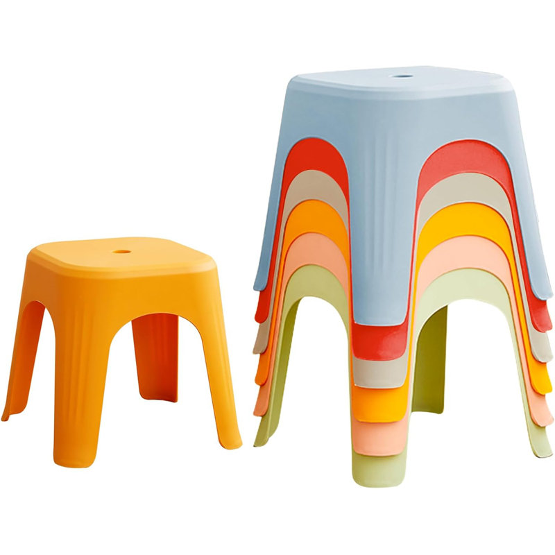 Paquet de 6 tabourets empilables colorés en plastique, tabouret portatif sans dossier pour salle de classe, bureau à domicile d'école