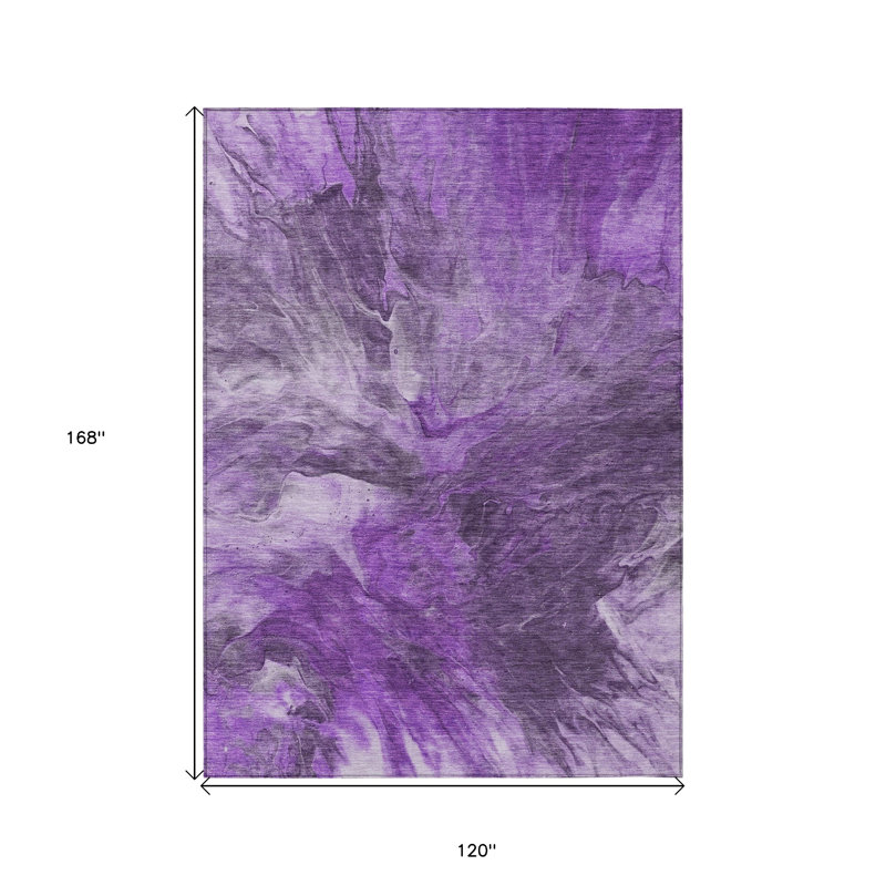 Tapis extérieur lavable abstrait lilas et aubergine 10 pi x 14 pi mauve