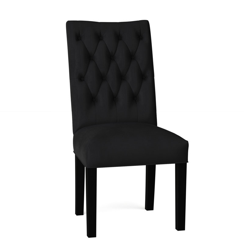 Chaise parsons capitonnée de 17 po de large Lucy, Noir, Cuddle Bone