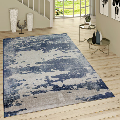 Borough Wharf Rutherford Flatweave Blue/Grey Rug & Reviews | Wayfair.co.uk