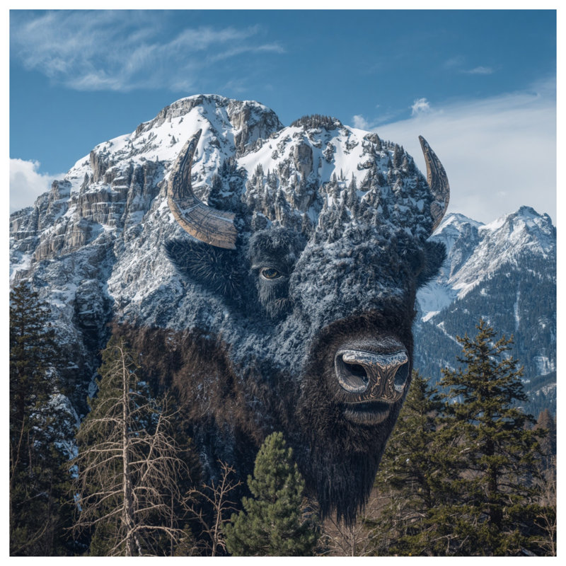 Tapis de bain Mountain Bison Illusion, 24in W x 17in L