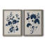 Bleu marine et feuilles de lin II, toile encadrée de qualité supérieure - prête à être accrochée-891490073-891490078