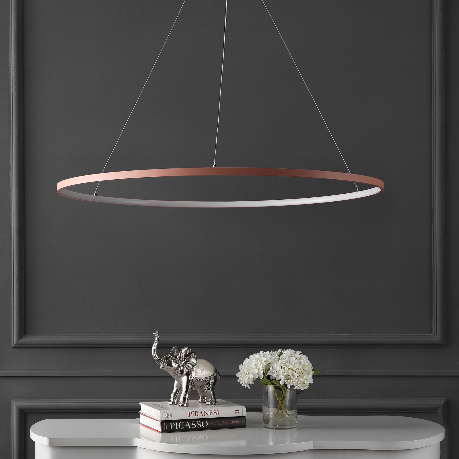 Odin Single Light Dimmable LED Pendant, 0.75" H x 34.88" W x 34.88" D, Matte Pink