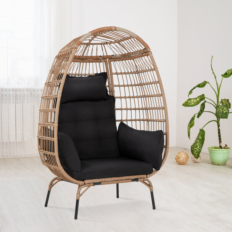Chaise de patio avec coussins Carlitta, Noir