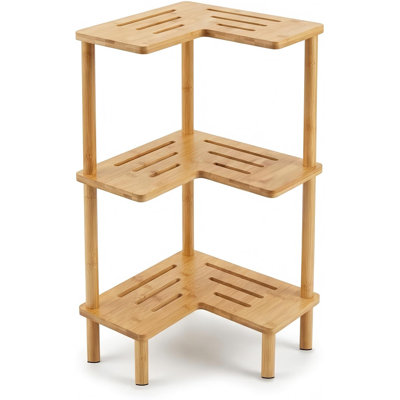 Support de douche en bambou à 3 niveaux, organisateur de douche debout avec pieds antidérapants, tablette de douche imperméable et durable, rangement compact pour la cuisine ou le salon