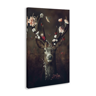 Art mural sur toile Flower Bedecked Antler par Reinders