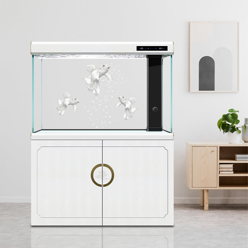 Grand réservoir d'aquarium ultra-clair filtré à contrôle intelligent, H 57,48 po x l 31,5 po x P 14,17 po, Blanc