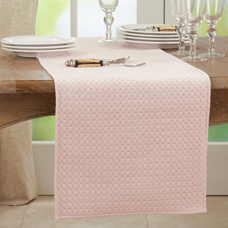 Blush Dusty Pink Velvet Polyester Table Runner