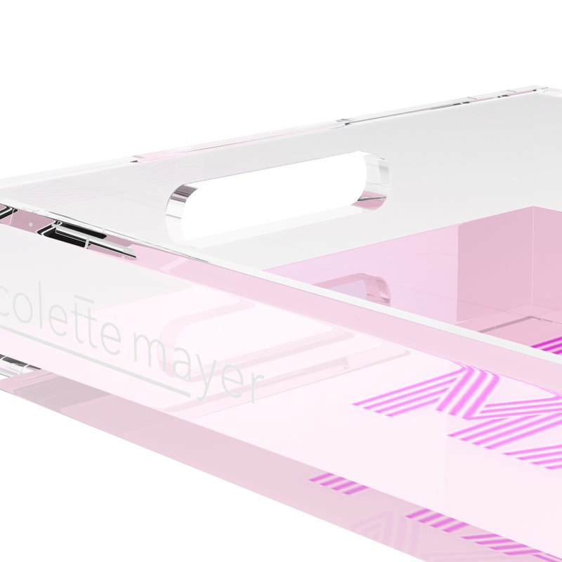 Mahjong Acrylic Decorative Tray, Rectangle, 17"W x 10.5"D x 2"H, Pink