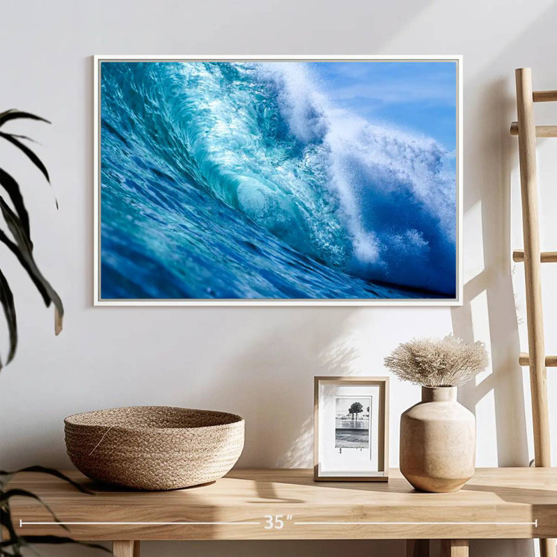 Vague de l'océan au Nicaragua, Cadre flottant blanc, 25 po x 17 po