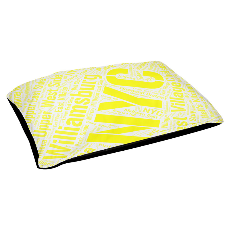 Coussin de chien « districts », Très grand (H 17 po x l 50 po x P 40 po), New York, Jaune