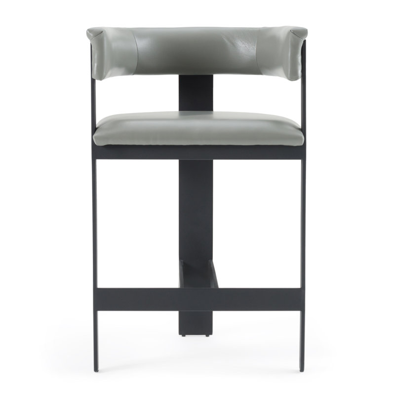 Ferol - Modern Grey Faux Leather + Black Counter Chair