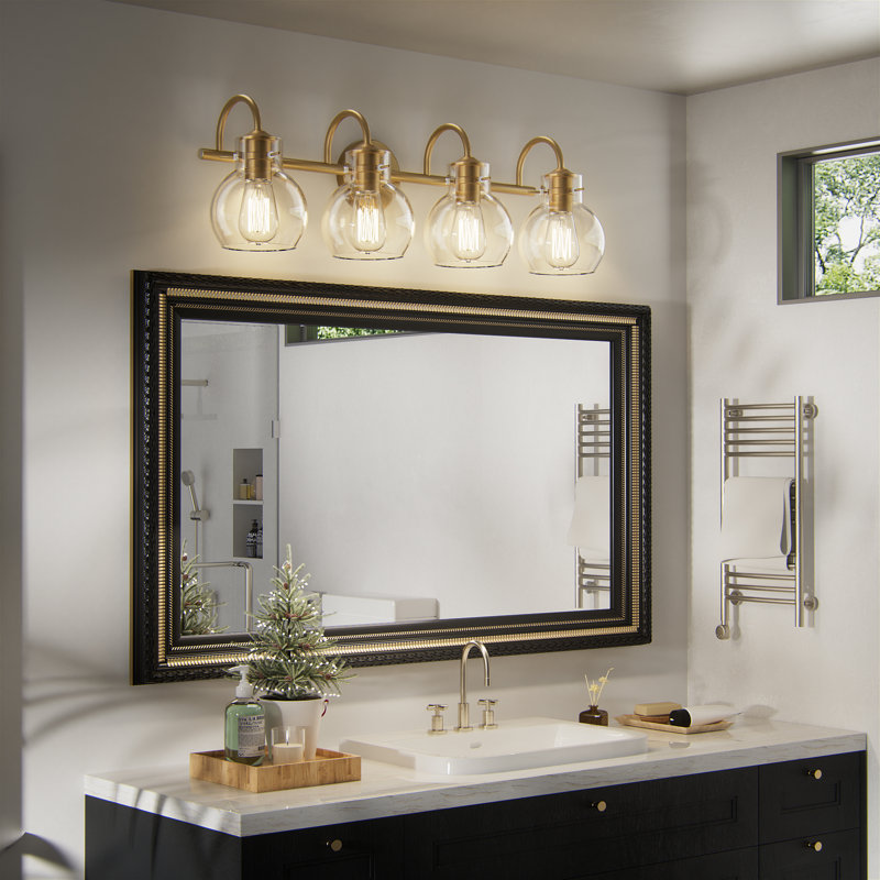 Zeline Light Dimmable Bathroom Vanity Lights with Clear Shade Vanity Light Fixture, 4, Gold