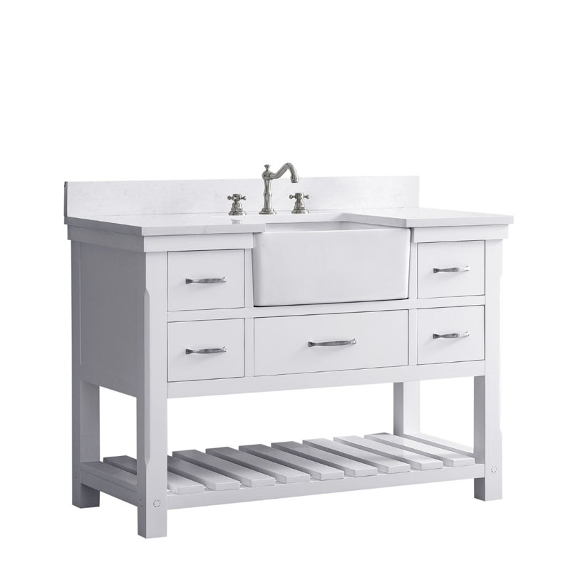 Ensemble de meuble-lavabo simple 48 po Curiel, Blanc / nickel brossé