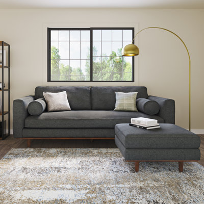 Morrison  Sofa and Ottoman Set in Woven-Blend Fabric