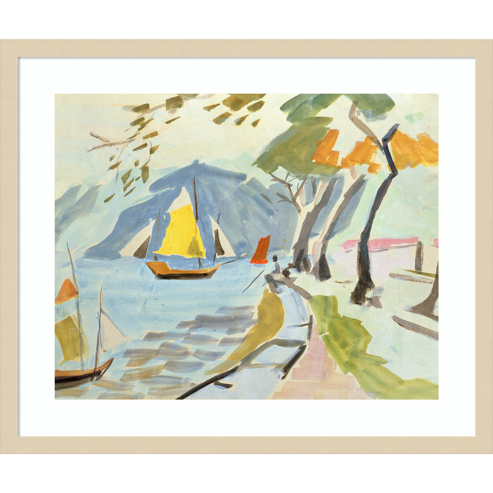 Macau Shoreline Framed On Paper by Anne Durham Print, 21" H x 25" W x 1" D, Brown