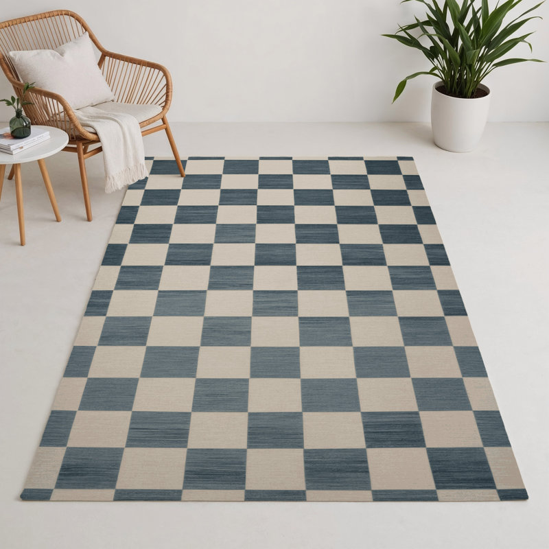 Tapis d'intérieur et d'extérieur à carreaux beige, Rectangulaire 3 pi x 5 pi