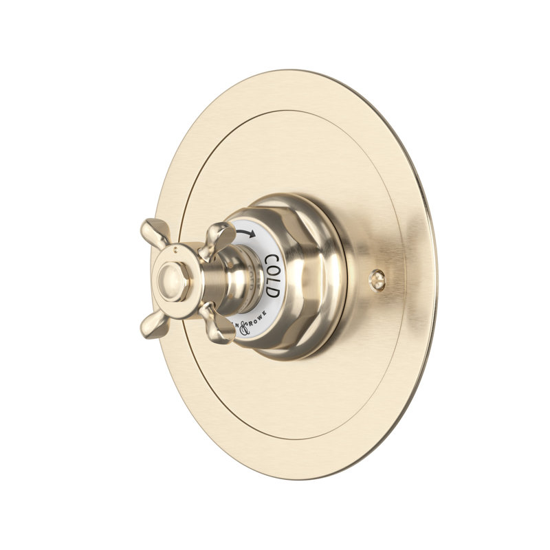 Edwardian 3/4" Round Thermostatic Trim Without Volume Control, Satin Nickel