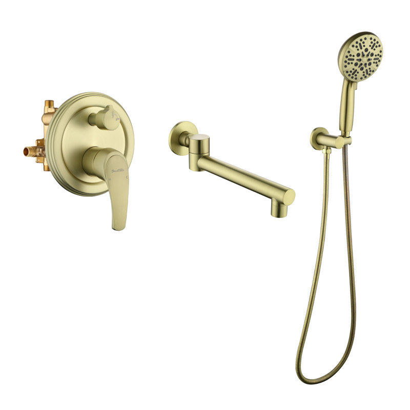Wall Waterfall Faucet with Diverter, Brushed Gold