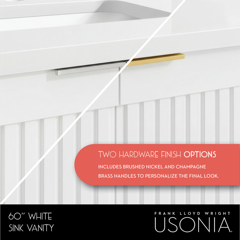 Through Lines 60" Double Bathroom Vanity, White
