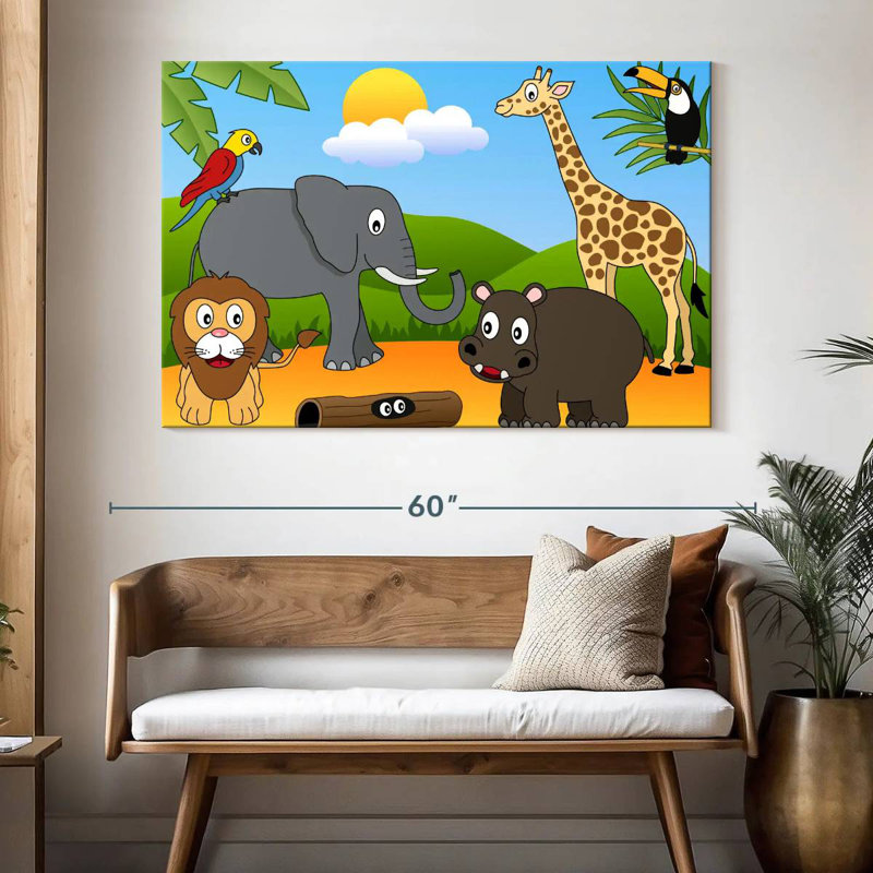 Ashelle, animaux de la jungle, H 34 po x l 51 po