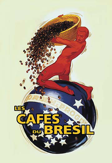 Les café de la publicité rétro de brésil, H 66 po x l 44 po x P 1,5 po