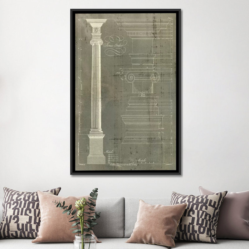 « column blueprint ii », impression sur toile, H 26 po x l 18 po x P 1,5 po, Toile avec cadre noir, Pas de tapis