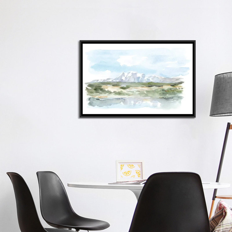 Reproduction d’art « Mountain Watercolor II » par Ethan Harper, Toile avec cadre noir, Pas de tapis