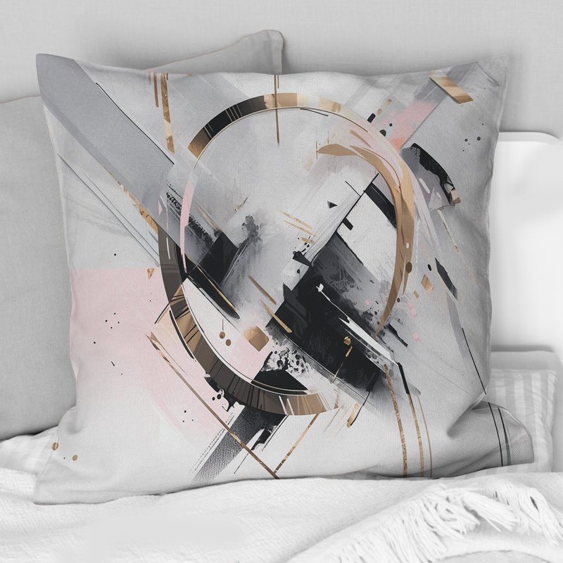 Coussin décoratif rose et gris Mosaic Echoes II