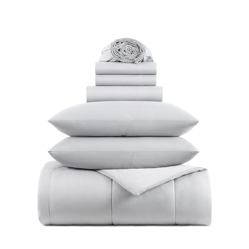 Arkwright 100% Polyester Soft All Season Bed in a Bag Comforter Set, King Comforter + 6 Additional Pieces, Gray
