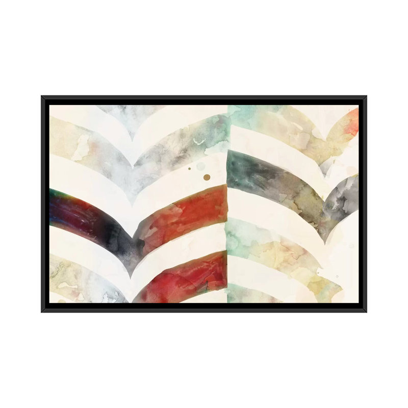«Chevron Evening», reproduction sur toile, H 18 po x l 26 po x P 1,5 po, Toile avec cadre noir, Pas de tapis