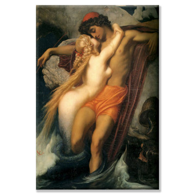 «The Fisherman and the SirenLord Frederick Leighton», reproduction d'art sur toile tendue