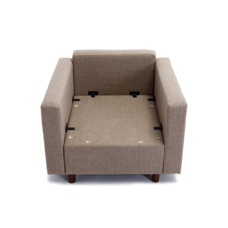 Canapé modulaire 4 places pour canapé de salon, coussin de siège et de dossier non amovible et non lavable, brun