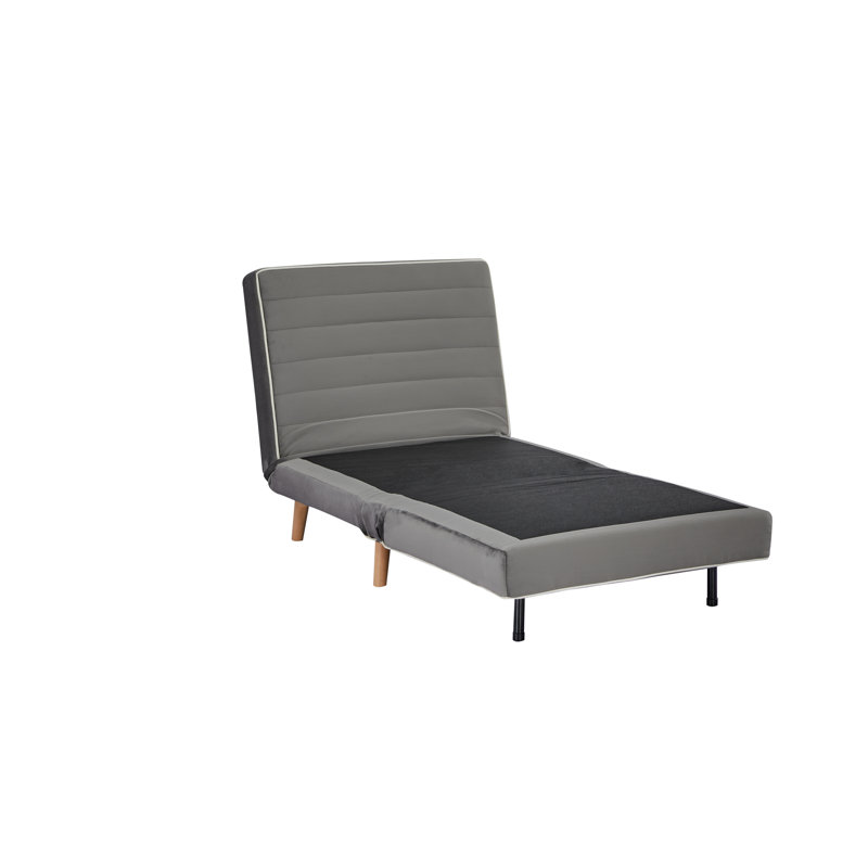 Fauteuil-lit moderne en velours pliable avec passepoil - dossier réglable à 3 positions, se convertit en lit en 10 secondes, comprend un oreiller et un canapé-lit gris pour économiser de l'espace