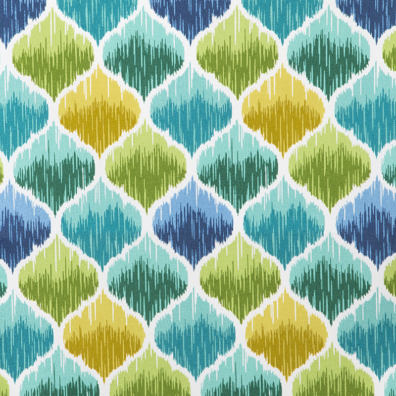 Ikat Outdoor Throw Pillow, 26" H x 26" W x 6" D, Blue/Green/Yellow