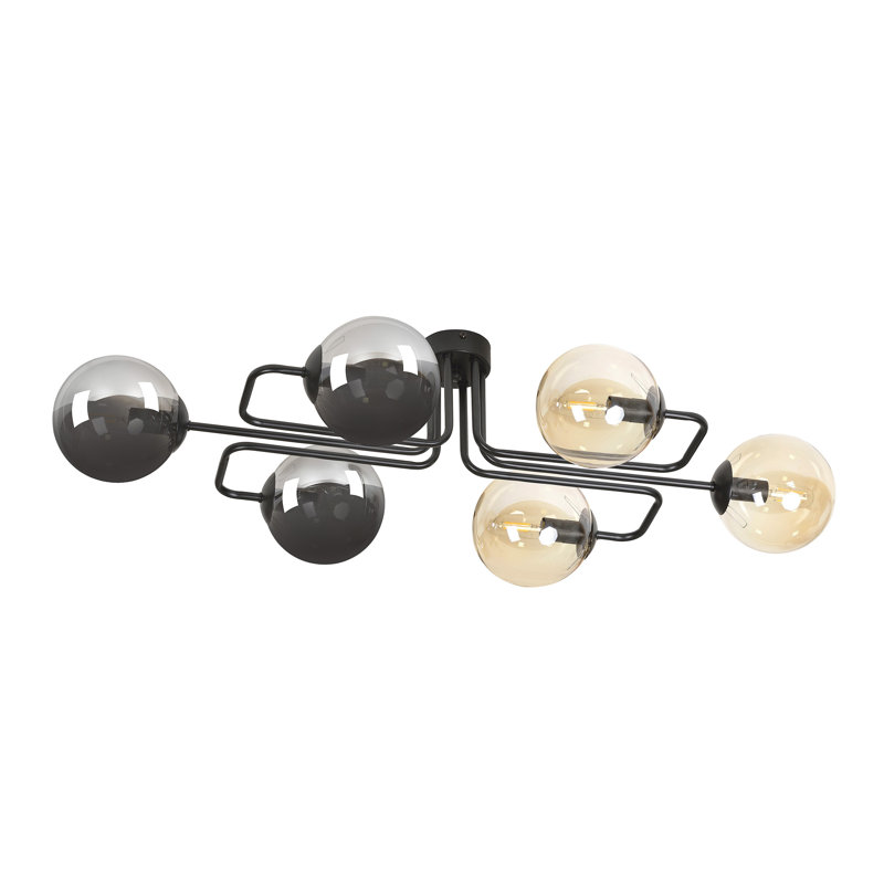 Cadesia Glass Semi Flush Mount, Graphite/Amber