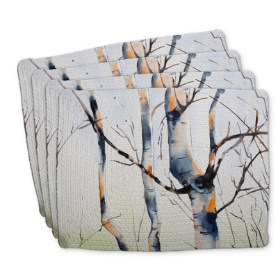 Braided Polyester Placemats Set of 4 | Three Small Birch Trees