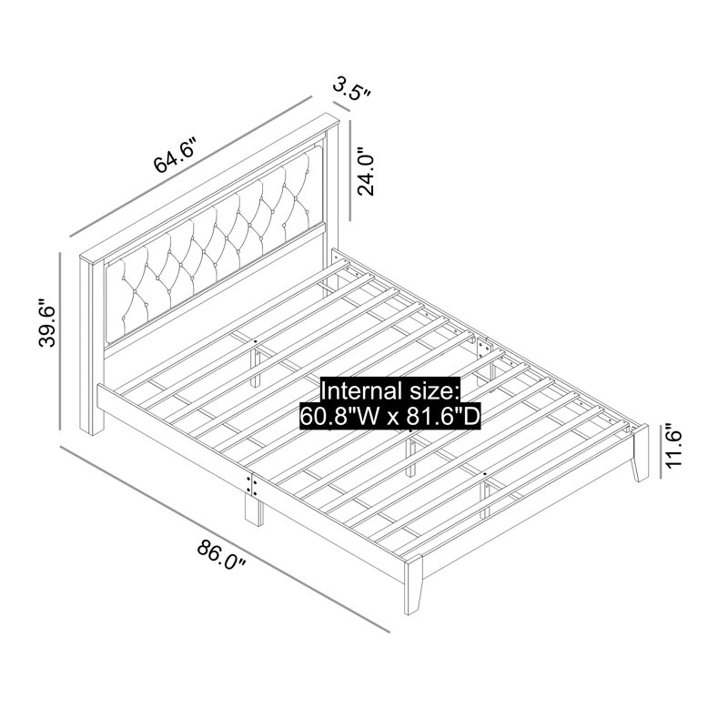 Tevrat Queen Platform Bed with Headboard