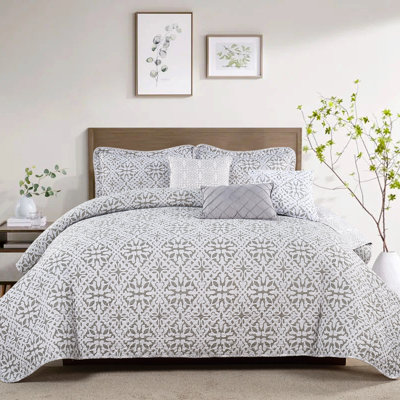 6 Piece Bellamy Printed Microfiber Quilt Set