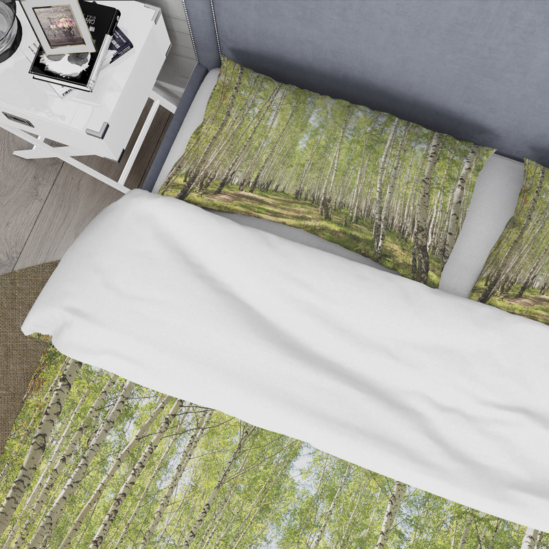 Sunlight Through The Green Birch - Ensemble de housse de couette traditionnel - Microfibre de polyester