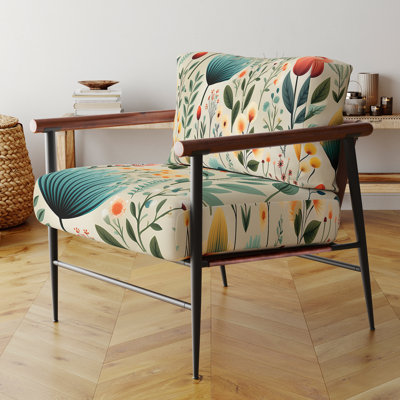 Gardens - Chaise avec accoudoirs rembourrée en velours à motif floral