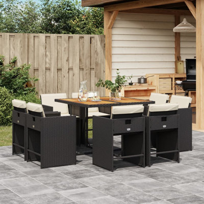 Ensemble repas de patio 5 pièces avec coussins en polyester gris Latitude Run®