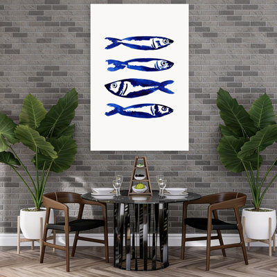 «Coastal Blue Fish», impression d'art mural minimaliste moderne